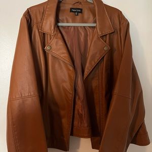 Dark Tan faux leather jacket. 3X